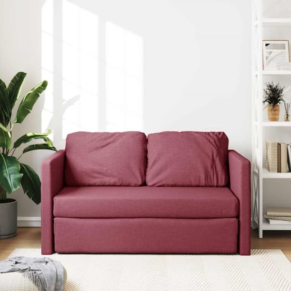 vidaXL 2-i-1 sovesofa 112x174x55 cm stof vinrød