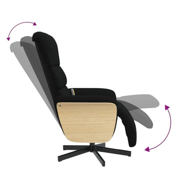 vidaXL Massagefåtölj med fotstöd svart tyg