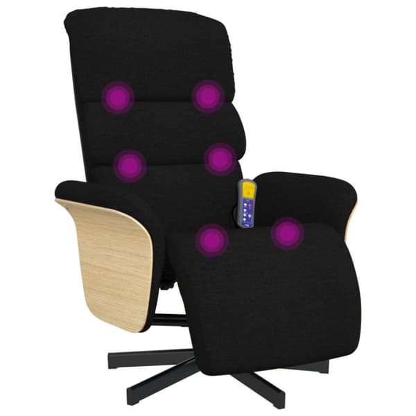 vidaXL Massagefåtölj med fotstöd svart tyg