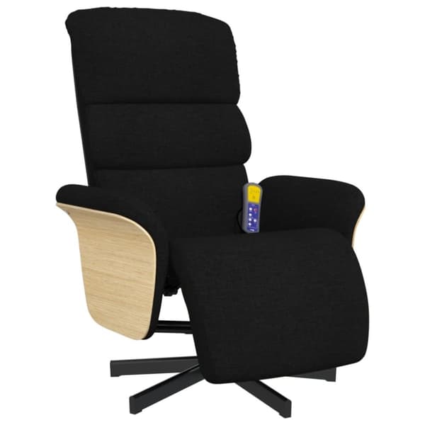 vidaXL Massagefåtölj med fotstöd svart tyg