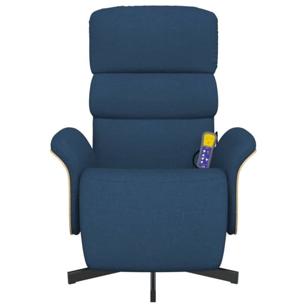 vidaXL Massagefåtölj med fotstöd blå tyg