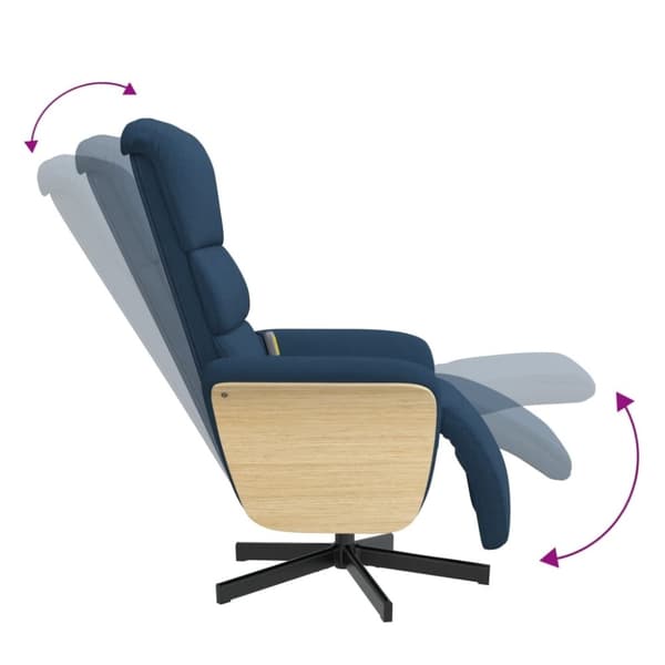 vidaXL Massagefåtölj med fotstöd blå tyg