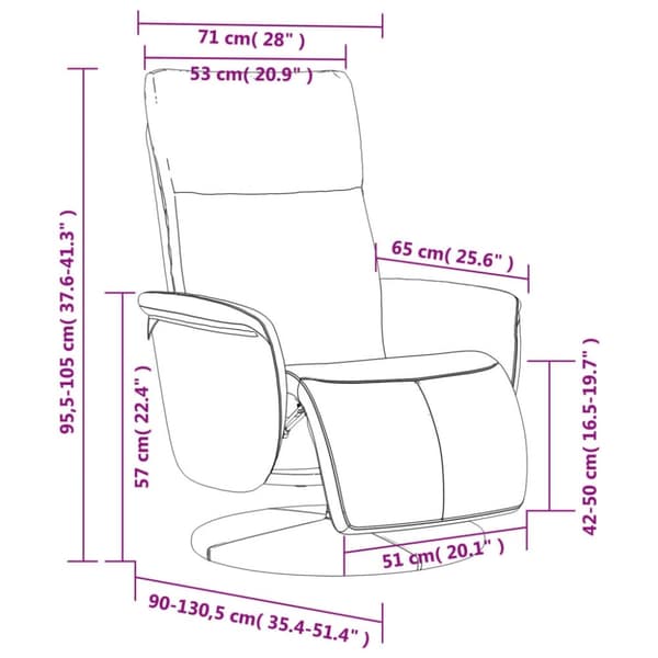 vidaXL Reclinerfåtölj med fotstöd gräddvit konstläder