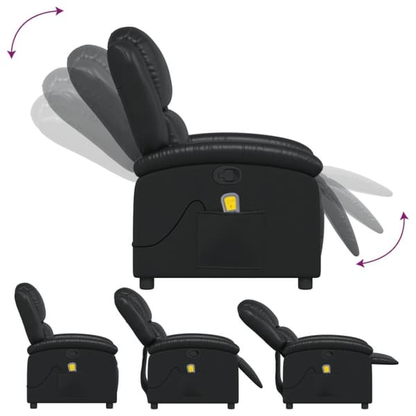 vidaXL Massagefåtölj svart konstläder