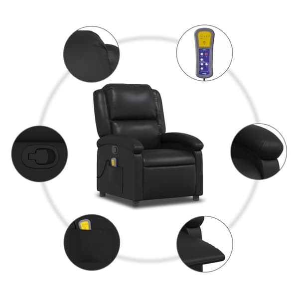 vidaXL Massagefåtölj svart konstläder