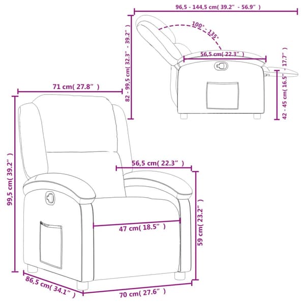vidaXL Reclinerfåtölj brun konstläder