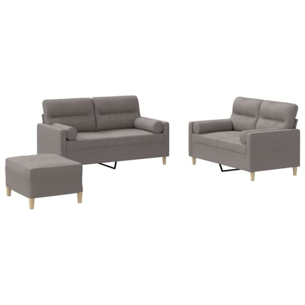 vidaXL sofasæt 3 dele med puder stof gråbrun