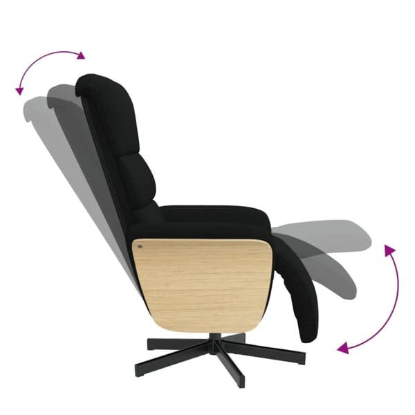 vidaXL Reclinerfåtölj med fotstöd svart tyg