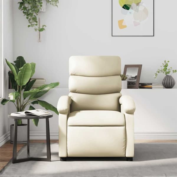 vidaXL Massagefåtölj gräddvit konstläder