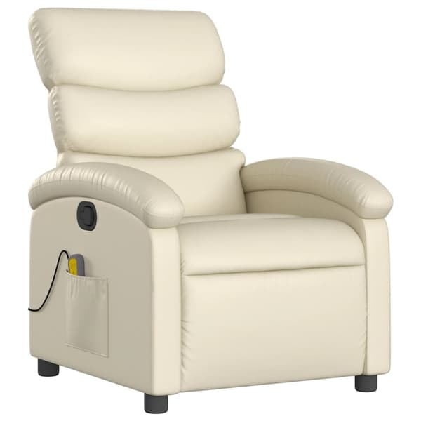 vidaXL Massagefåtölj gräddvit konstläder