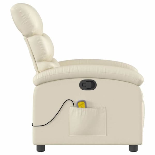 vidaXL Massagefåtölj gräddvit konstläder