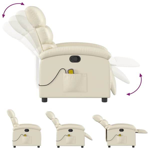 vidaXL Massagefåtölj gräddvit konstläder