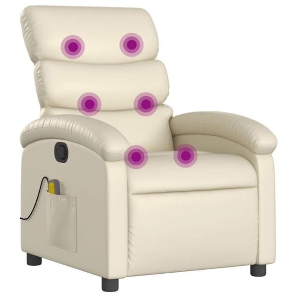 vidaXL Massagefåtölj gräddvit konstläder