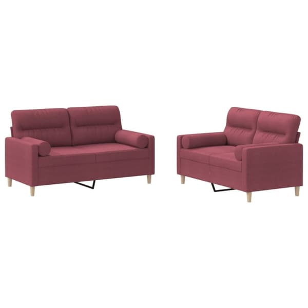 vidaXL sofasæt 2 dele med puder stof vinrød