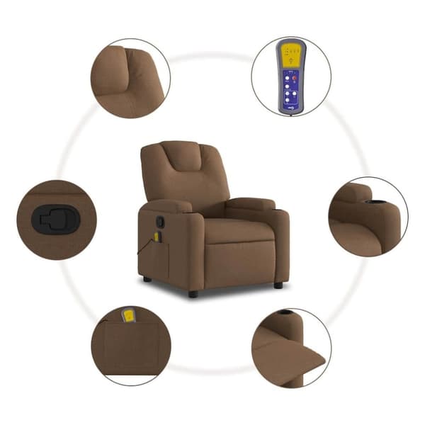 vidaXL Massagefåtölj brun tyg