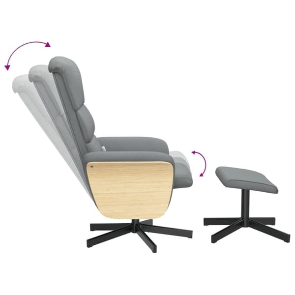 vidaXL Massagefåtölj med fotpall ljusgrå tyg