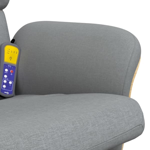 vidaXL Massagefåtölj med fotpall ljusgrå tyg