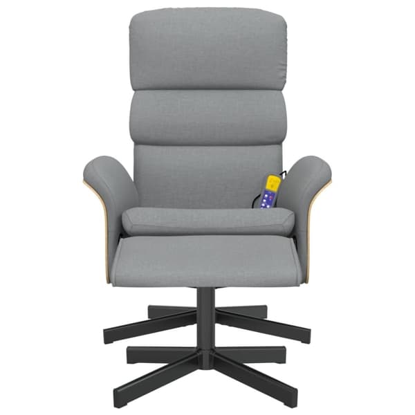 vidaXL Massagefåtölj med fotpall ljusgrå tyg