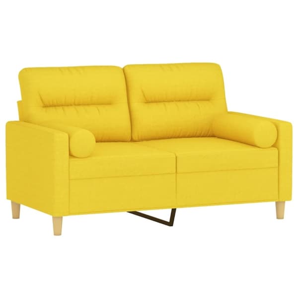 vidaXL 2-sits soffa med prydnadskuddar ljusgul 120 cm tyg