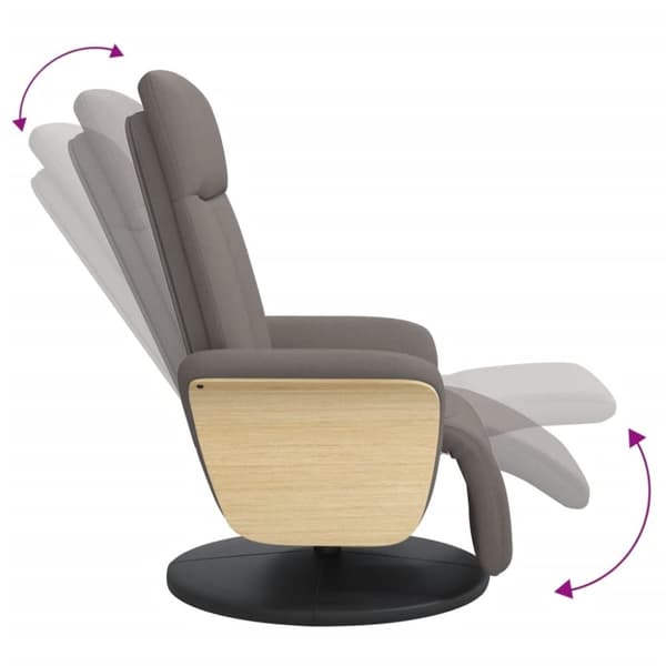 vidaXL Reclinerfåtölj med fotstöd taupe tyg