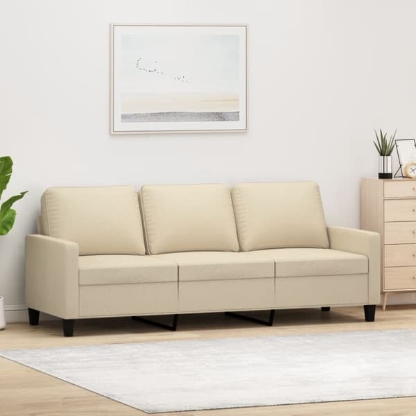 vidaXL 3-sitssoffa gräddvit 180 cm tyg