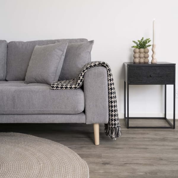 Lido sofa , lenesofa venstrevent med 4 puter lysegrå.