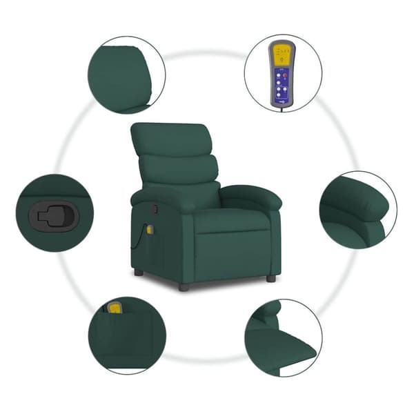 vidaXL massagestol stof mørkegrøn