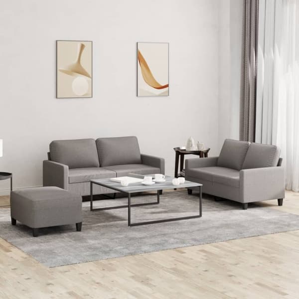 vidaXL sofasæt 3 dele med hynder stof gråbrun
