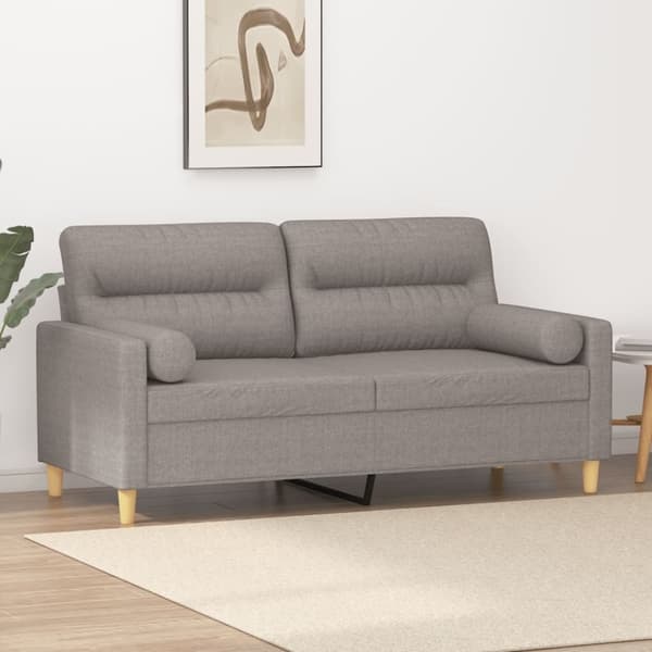 vidaXL 2-personers sofa med pyntepuder 140 cm stof gråbrun