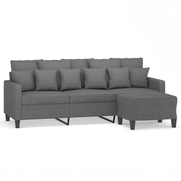 vidaXL 3-personers sofa med fodskammel 180 cm stof Mørkegrå