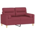 Miniatyrbillede 3 af 8: vidaXL 2-personers sofa med pyntepuder 120 cm stof vinrød