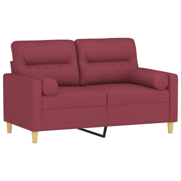 vidaXL 2-personers sofa med pyntepuder 120 cm stof vinrød