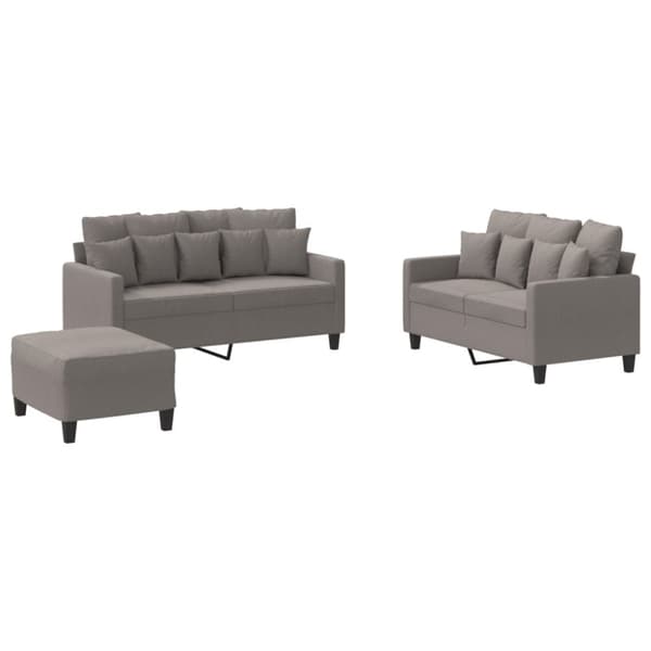 vidaXL sofasæt 3 dele med hynder stof gråbrun