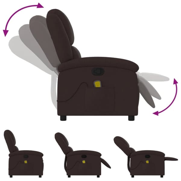 vidaXL Massagefåtölj mörkbrun tyg