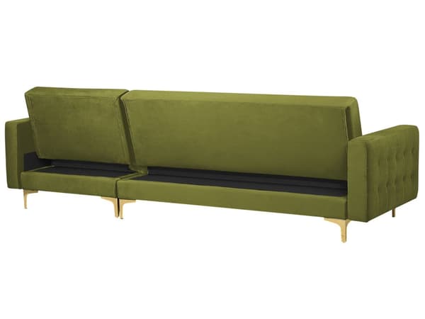 Hörnsoffa Bädd Grön Sammet Tuftad Tyg Modern L-formad Modulär 4 Sits Vänster Hand Schäslong