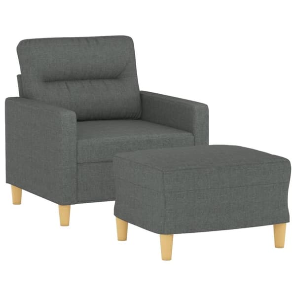 vidaXL Fåtölj med fotpall mörkgrå 60 cm tyg