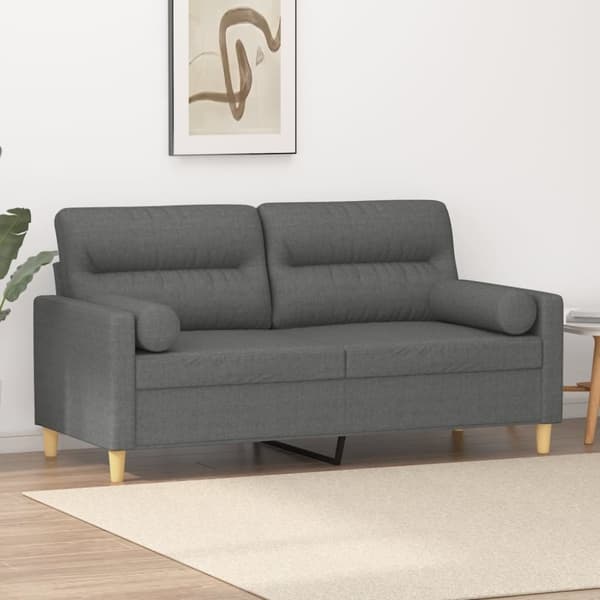vidaXL 2-personers sofa med pyntepuder 140 cm stof mørkegrå