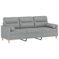 Miniatyrbillede 3 af 8: vidaXL 3-personers sofa med pyntepuder 180 cm stof lysegrå