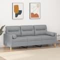 Miniatyrbillede 2 af 8: vidaXL 3-personers sofa med pyntepuder 180 cm stof lysegrå