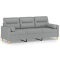 Miniatyrbillede 1 af 8: vidaXL 3-personers sofa med pyntepuder 180 cm stof lysegrå