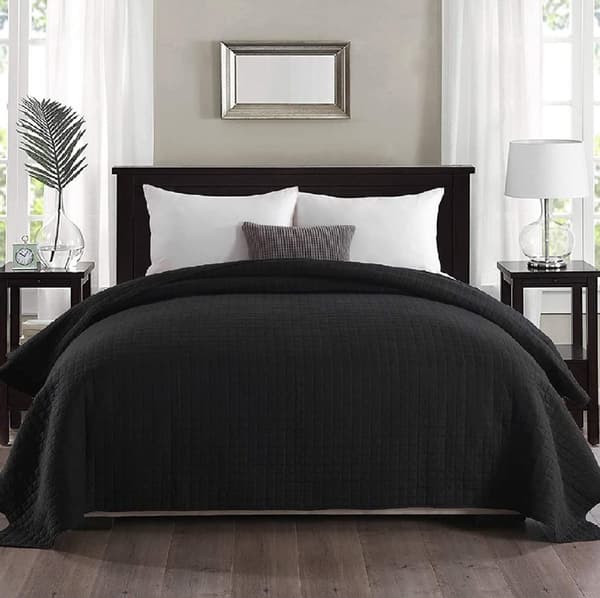Rootz Premium sengetæppe - Luksuriøs dyne - Stilfuldt sengetæppe - Elegant tæppe - Hyggeligt tæppe - Chic betræk - Sort - 240x260 cm