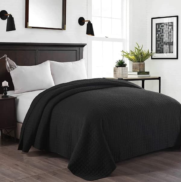 Rootz Premium sengetæppe - Luksuriøs dyne - Stilfuldt sengetæppe - Elegant tæppe - Hyggeligt tæppe - Chic betræk - Sort - 240x260 cm