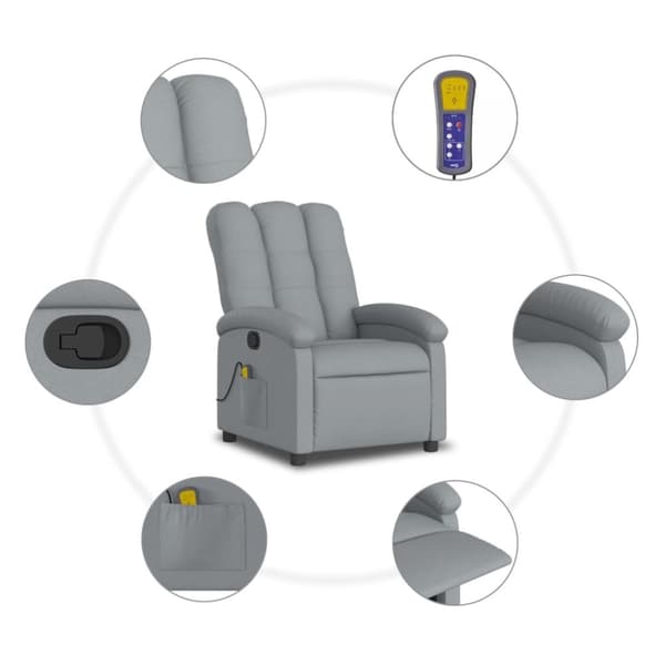 vidaXL Massagefåtölj ljusgrå tyg