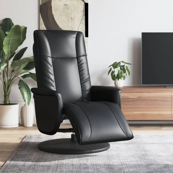 vidaXL Reclinerfåtölj med fotstöd svart konstläder