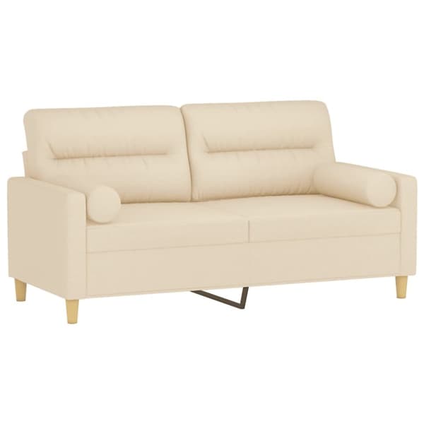 vidaXL 2-personers sofa med pyntepuder 140 cm stof cremefarvet