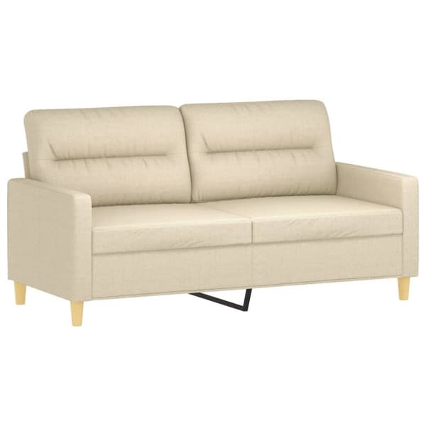 vidaXL 2-personers sofa med pyntepuder 140 cm stof cremefarvet