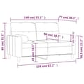 Miniatyrbillede 8 af 8: vidaXL 2-personers sofa med pyntepuder 140 cm stof cremefarvet