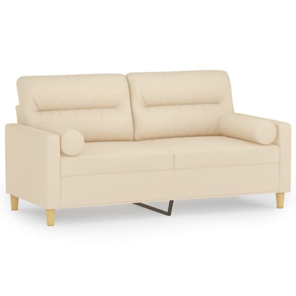vidaXL 2-personers sofa med pyntepuder 140 cm stof cremefarvet