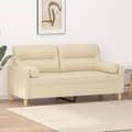 Miniatyrbillede 1 af 8: vidaXL 2-personers sofa med pyntepuder 140 cm stof cremefarvet