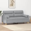 Miniatyrbillede 8 af 8: vidaXL 2-personers sofa med pyntepuder 140 cm stof lysegrå